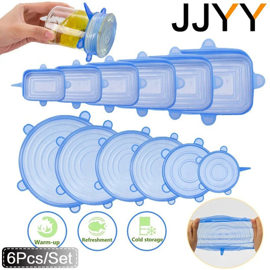 Silicone Stretch Lids – Reusable, Leak-Proof Food Covers (6-Piece Set)