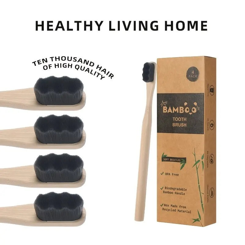 Biodegradable Bamboo Toothbrush Environmentally Friendly Natural Material Ultra Dense and Soft Bristles10 Thousand Br