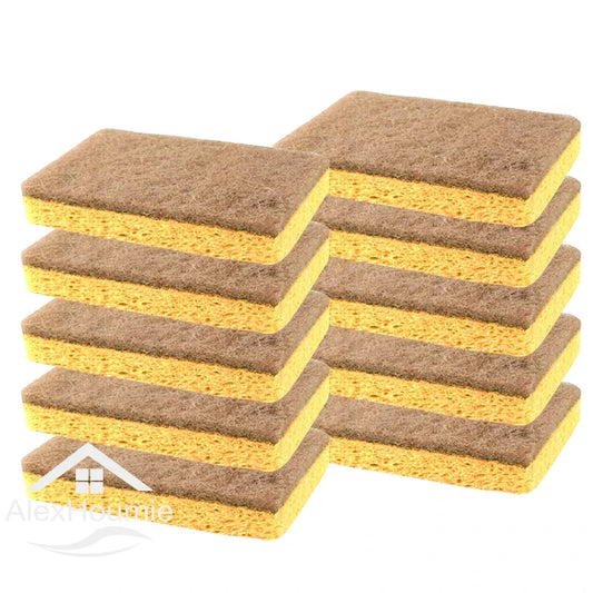 Eco-Friendly Scrub Sponges – Natural Coconut Fiber & Cellulose, 10-Pack for Household Cleaning