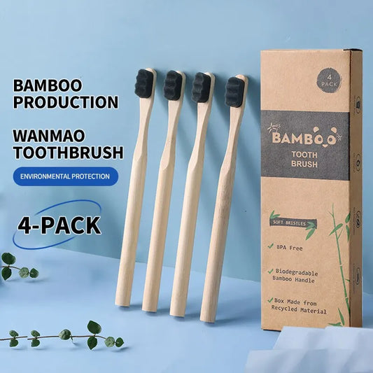 Biodegradable Bamboo Toothbrush Environmentally Friendly Natural Material Ultra Dense and Soft Bristles10 Thousand Br