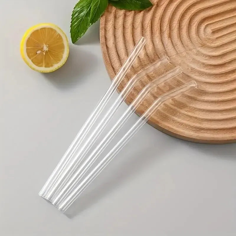 Heat-Resistant Glass Straws with Cleaning Brush – Set of 5, Reusable and Eco-Friendly