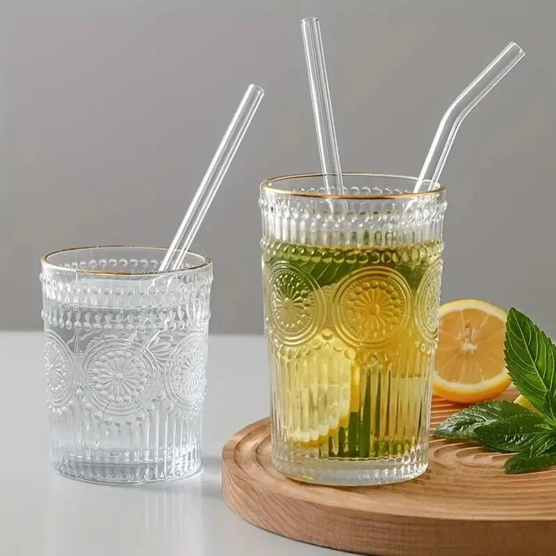 Heat-Resistant Glass Straws with Cleaning Brush – Set of 5, Reusable and Eco-Friendly