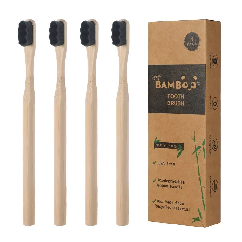 Biodegradable Bamboo Toothbrush Environmentally Friendly Natural Material Ultra Dense and Soft Bristles10 Thousand Br