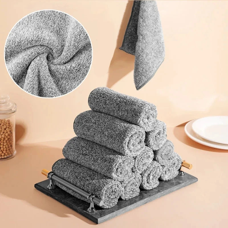 2/4pcs Bamboo Charcoal Fiber Cleaning Cloth Rags Water Absorption Non-Stick Oil Washing Kitchen Towel Household Cleaning Tools