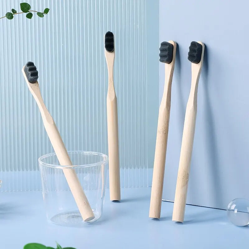 Biodegradable Bamboo Toothbrush Environmentally Friendly Natural Material Ultra Dense and Soft Bristles10 Thousand Br